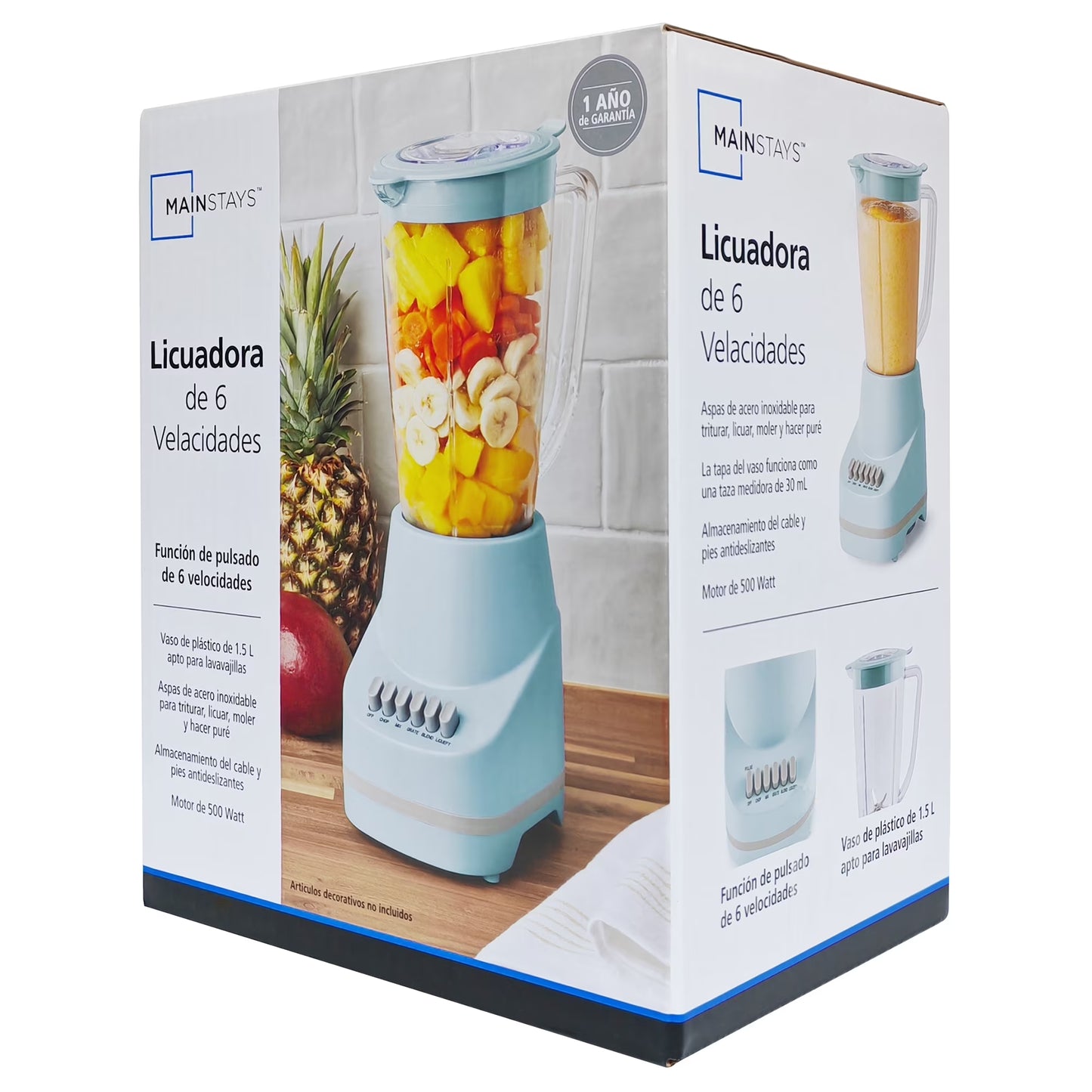 500 W 6-Speed Blender with 48 Oz/1.5 L Jar , Blue Cameo , New
