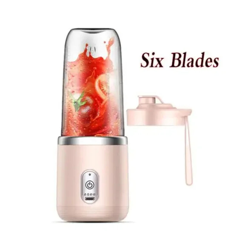 6 Blades Portable Fruit Juice Blenders Summer Personal Electric Mini Bottle Home USB Juicer Cup Machine for Kitchen