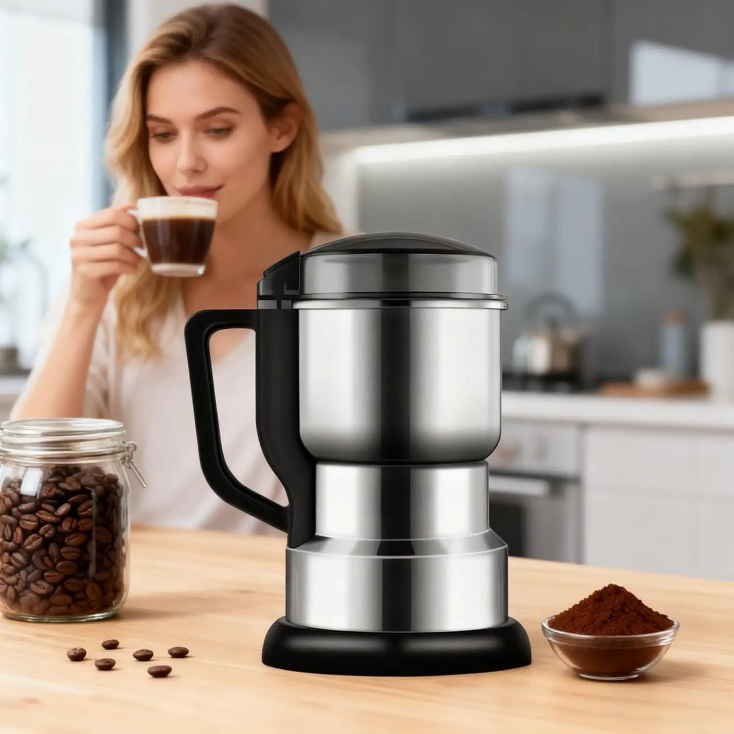 Multi-Functional Electric Grinder, High-Power Coffee Grinder, Multi-Functional Food-Grade Fast Electric Coffee and Grain Grinder, Gift-Grade Espresso Machine, Suitable for Fresh Brewing, Perfect for Coffee and Whole Grain Lovers. #Summervibes