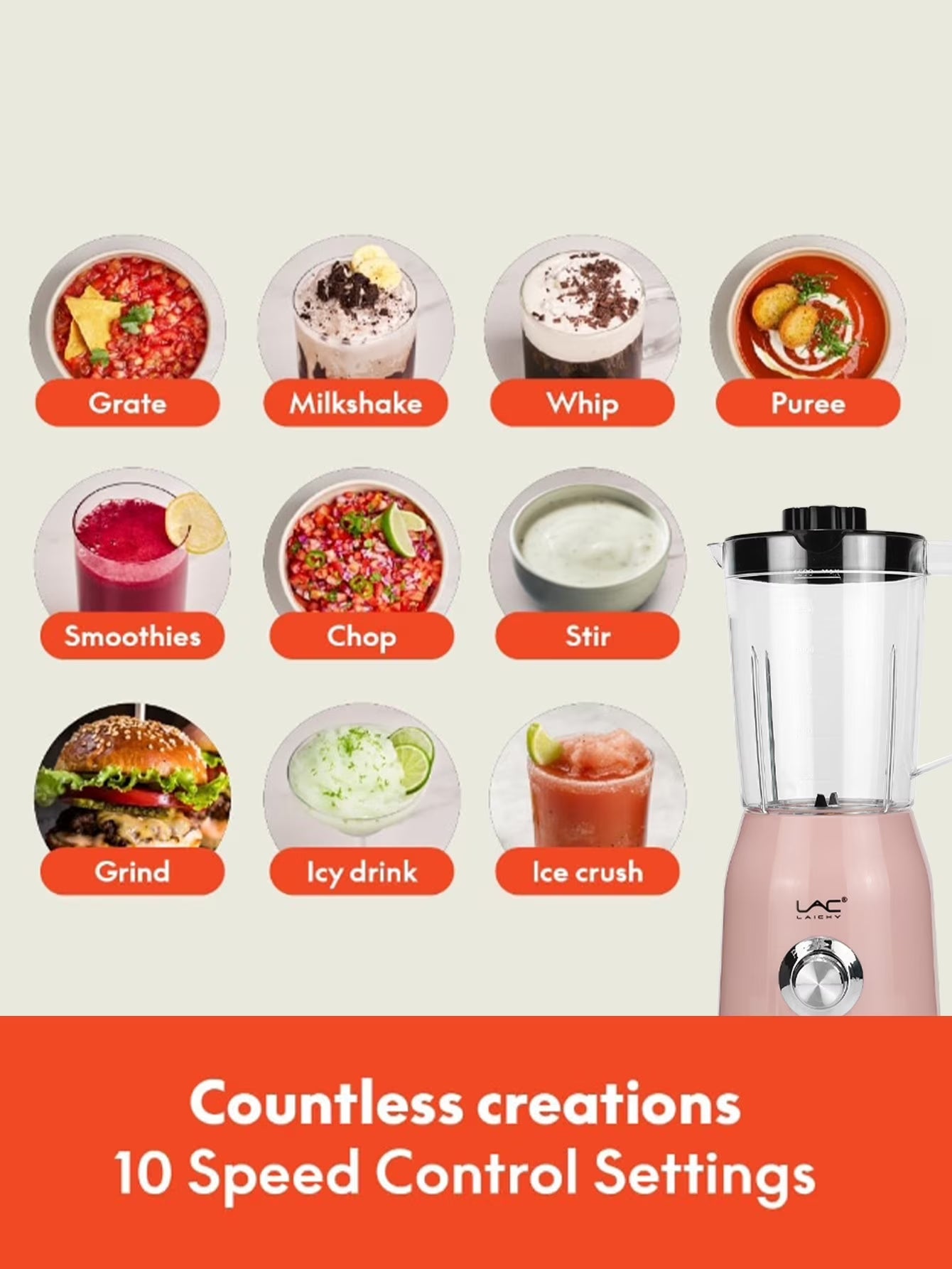 300W Countertop Blender for Smoothies, 54Oz and 12Oz Cups Pink