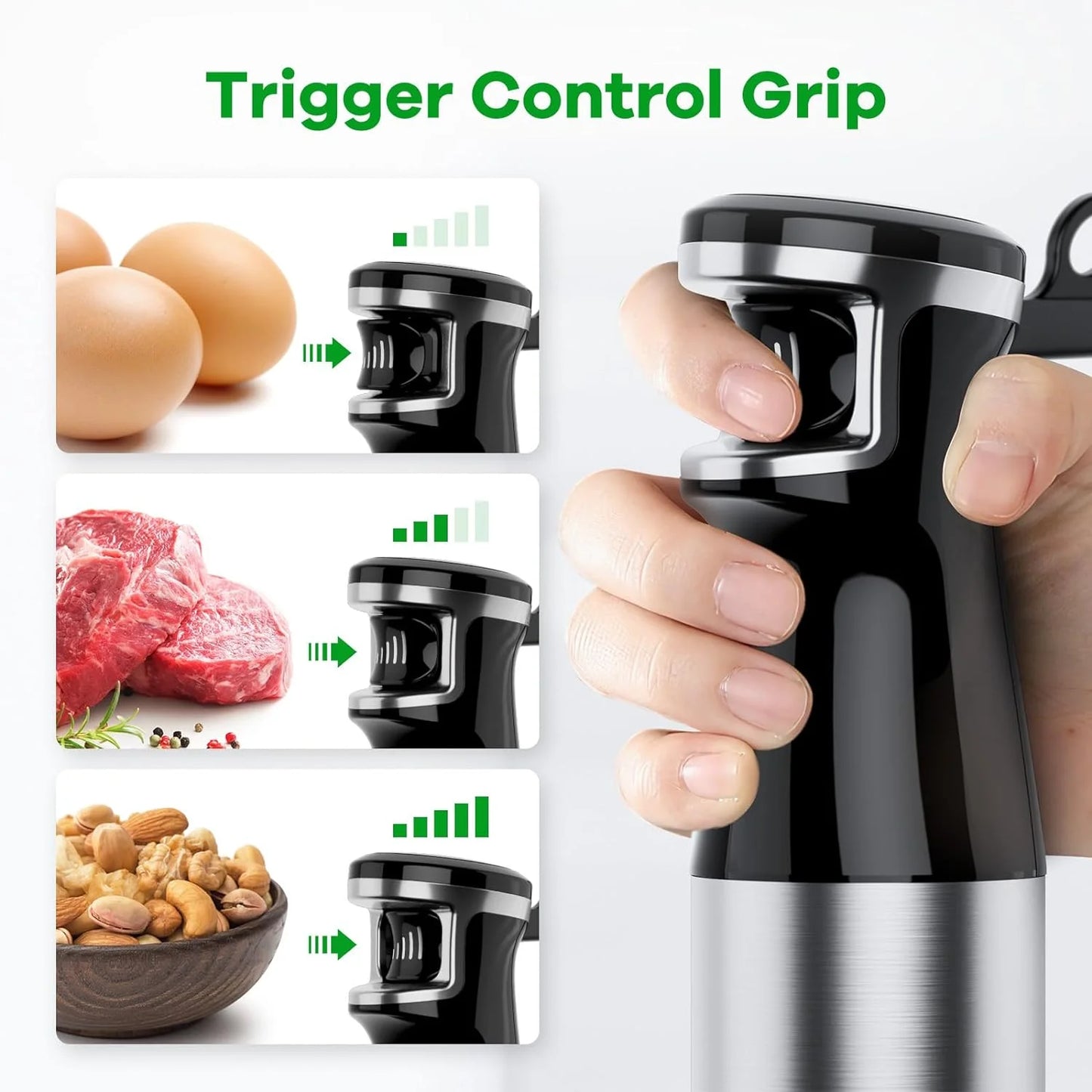 Immersion Blender, 1100W 5-In-1 Hand Blender, Multi-Speed with 600Ml Beaker, Chopper, Whisk & Milk Frother, Ideal for Soup, Baby Food, Sauces, Smoothies & Puree