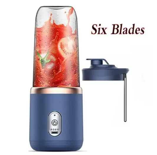 6 Blades Portable Fruit Juice Blenders Summer Personal Electric Mini Bottle Home USB Juicer Cup Machine for Kitchen