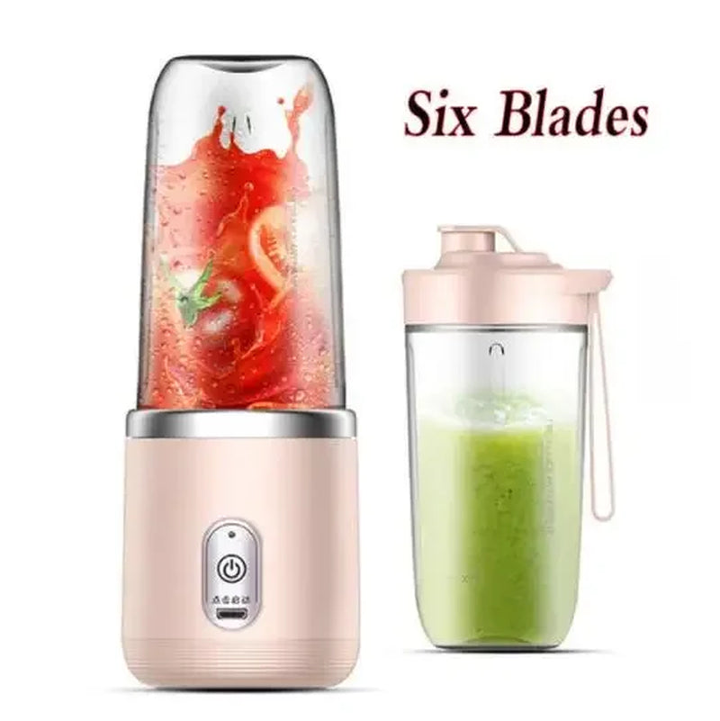 6 Blades Portable Fruit Juice Blenders Summer Personal Electric Mini Bottle Home USB Juicer Cup Machine for Kitchen