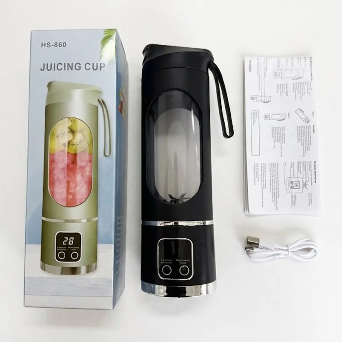 Portable USB Rechargeable Fruit Juicer, Portable Juicer Machines, LED Display Juice Blender Cup with Ice-Crushing Function, Suitable for Outdoor & On-The-Go Use, Portable Juice Extractor for Fruits, Portable Smoothie Blender